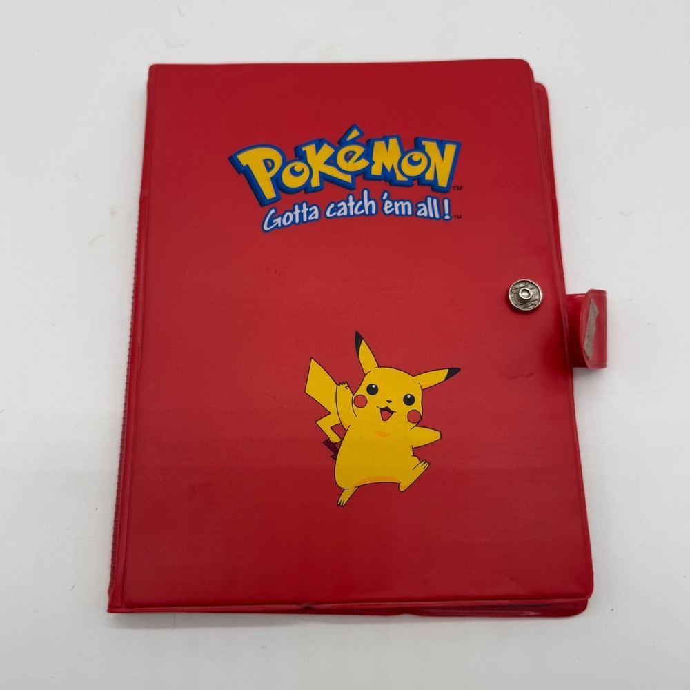 Vintage Pokemon Pikachu Red 4-Pocket Trading Card Binder Portfolio Snap Closure